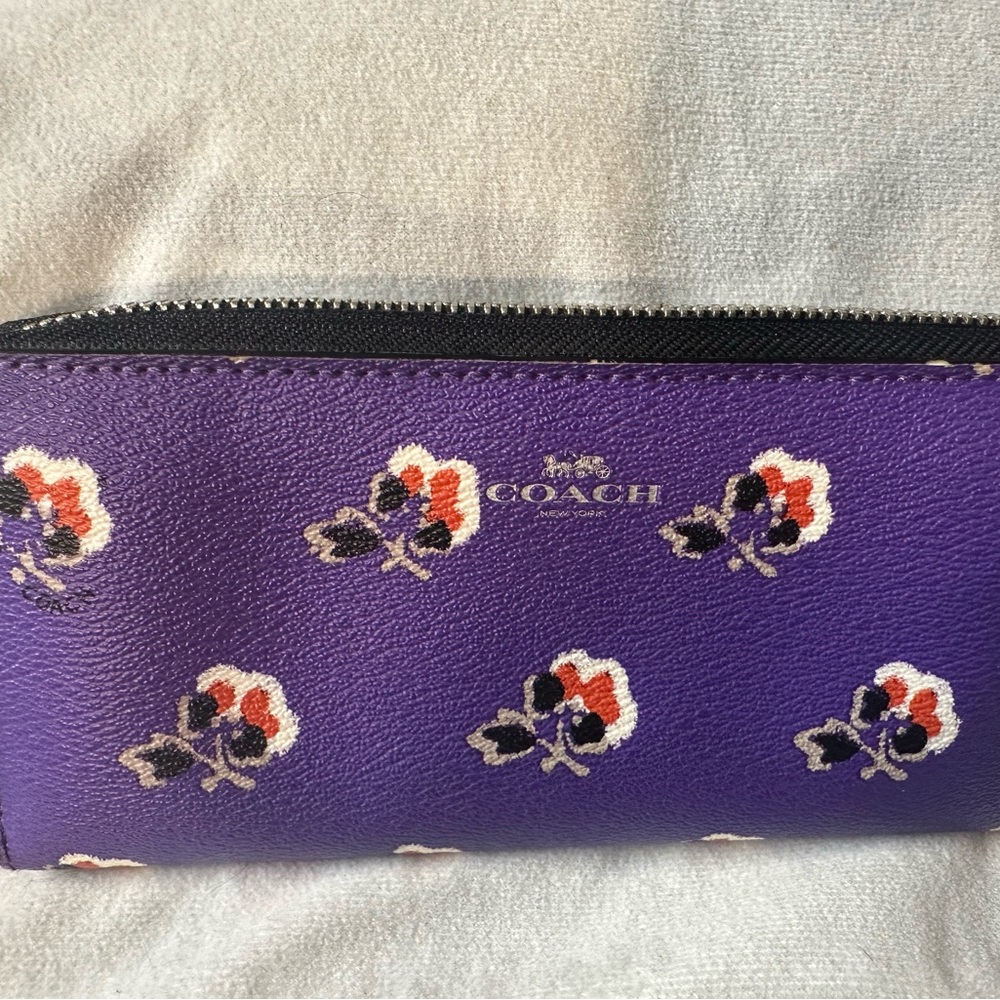 Coach Purple Floral Women's Zip Around Wallet